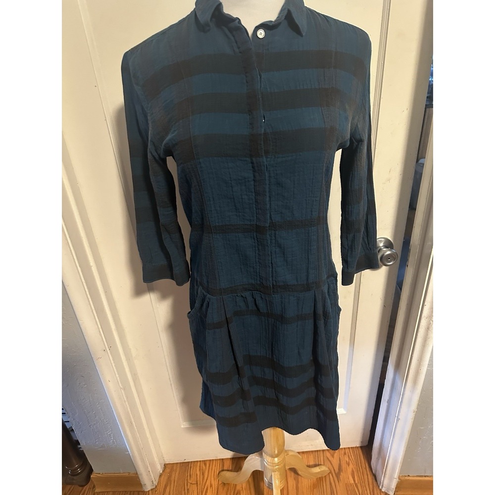 Burberry Brit Cotton Dress US Size 4 With Signature Burberry Plaid